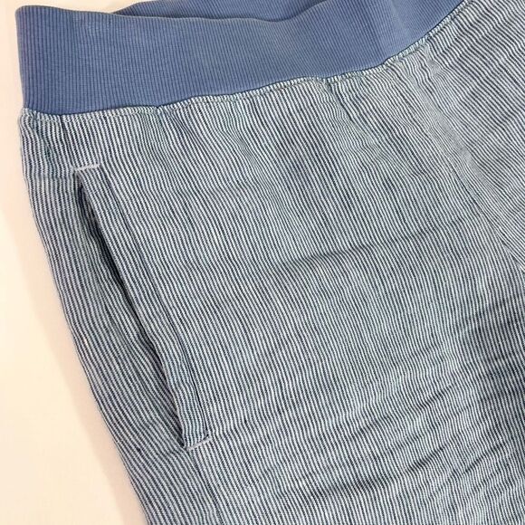 J.Jill Love Linen Pants Womens Small Blue Striped Cropped Wide Leg Elastic Waist - Picture 3 of 10